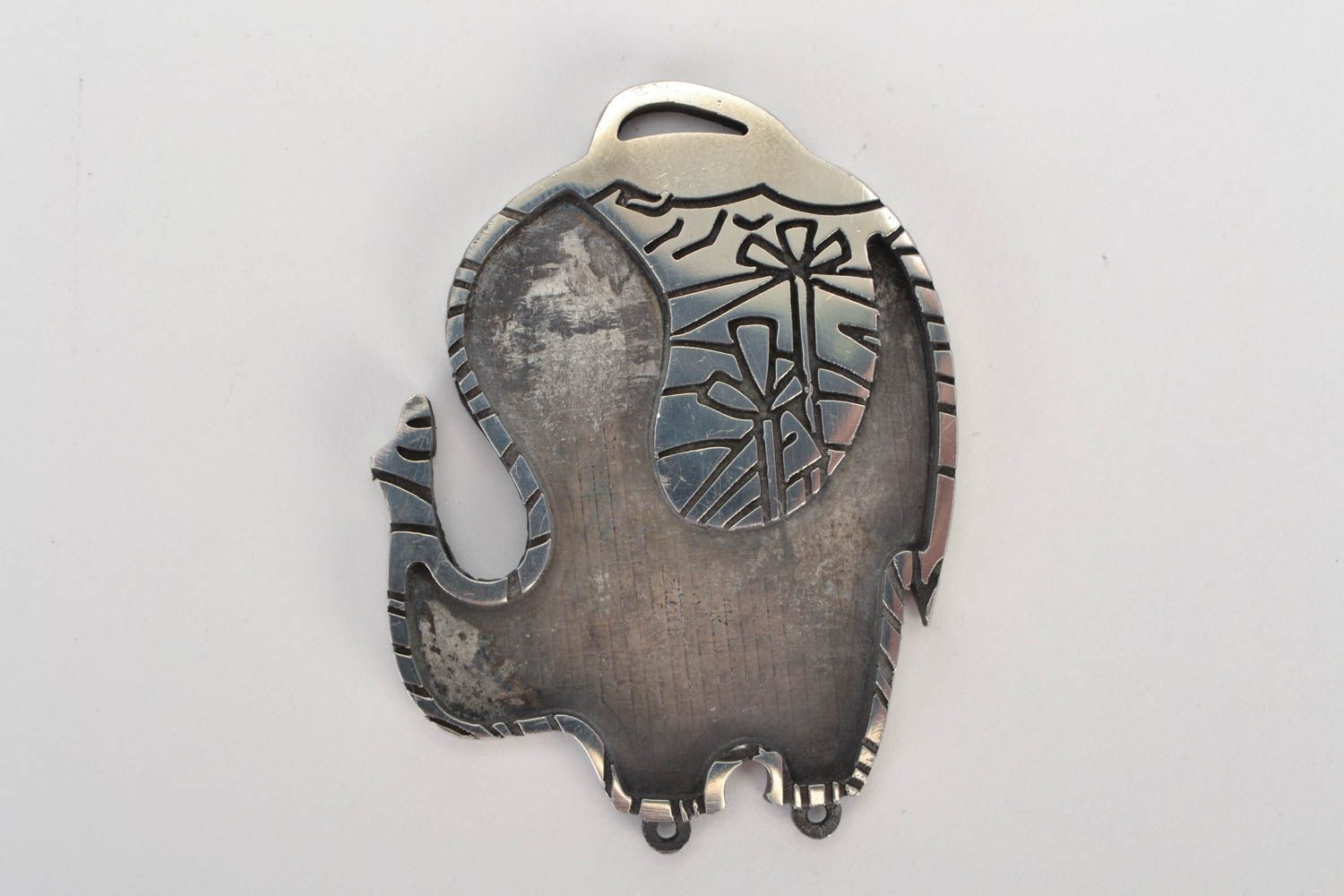 Blank for jewelry creation elephant handmade metal pendant bijouterie accessory photo 3