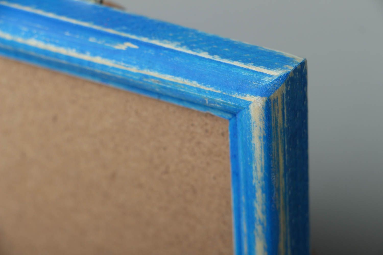 Cadre photo en bois bleu fait main photo 2