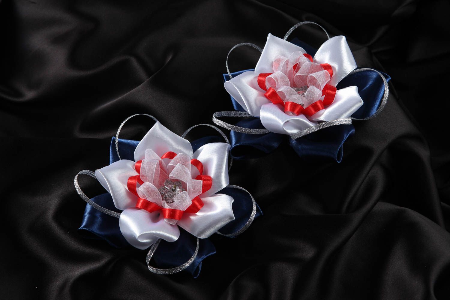 Handmade flower barrette hair clip 2 pieces designer hair accessories gift ideas photo 1