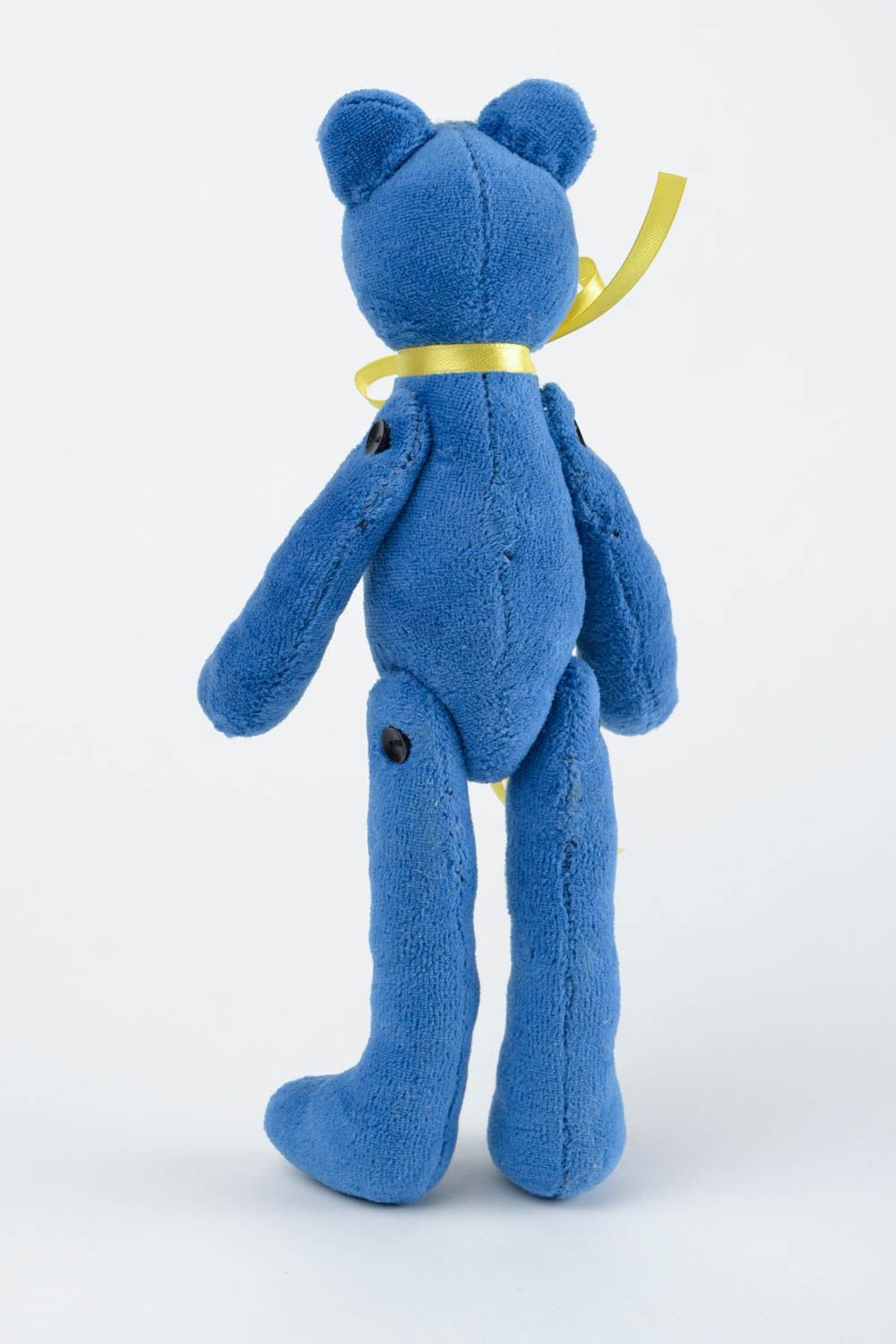 Handgemachtes blaues Kuscheltier Bär aus Velours Geschenk für Kinder Haus Deko foto 5