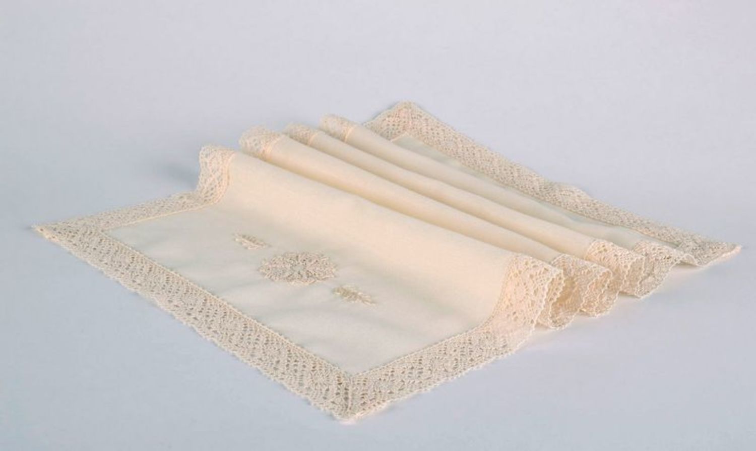 Decorative white napkin with lace photo 5