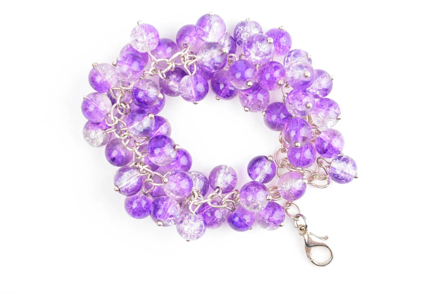 Handmade lilac beaded bracelet unusual wrist bracelet designer jewelry for girls photo 3