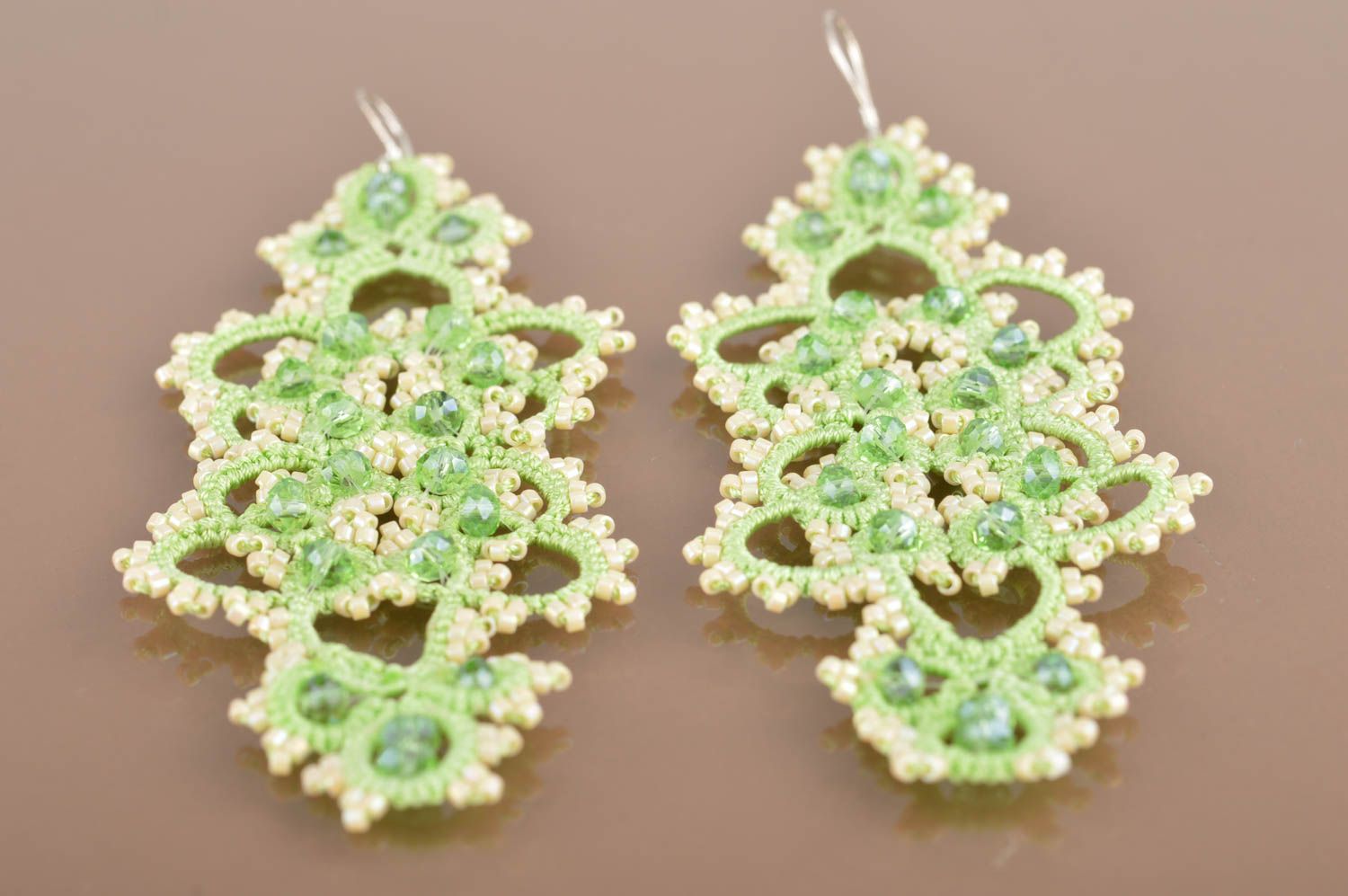 Occhi Ohrringe in Grün mit Kristallen handgeschaffen künstlerisch interessant  foto 2