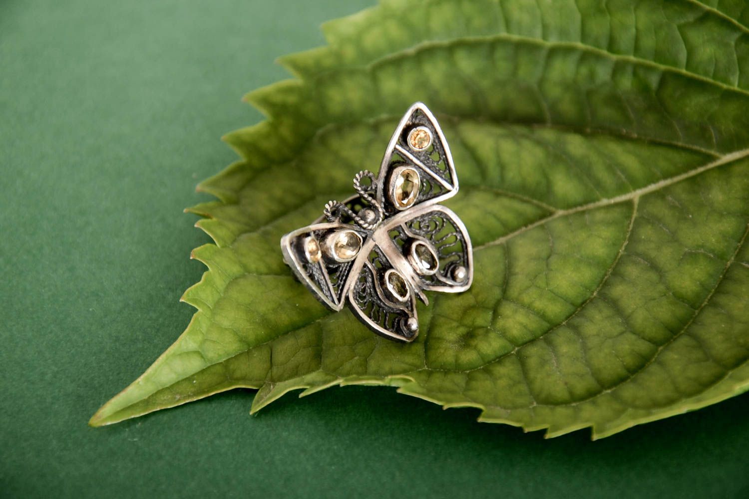 Женское кольцо ручной работы серебряное украшение бабочка серебряное кольцо фото 1