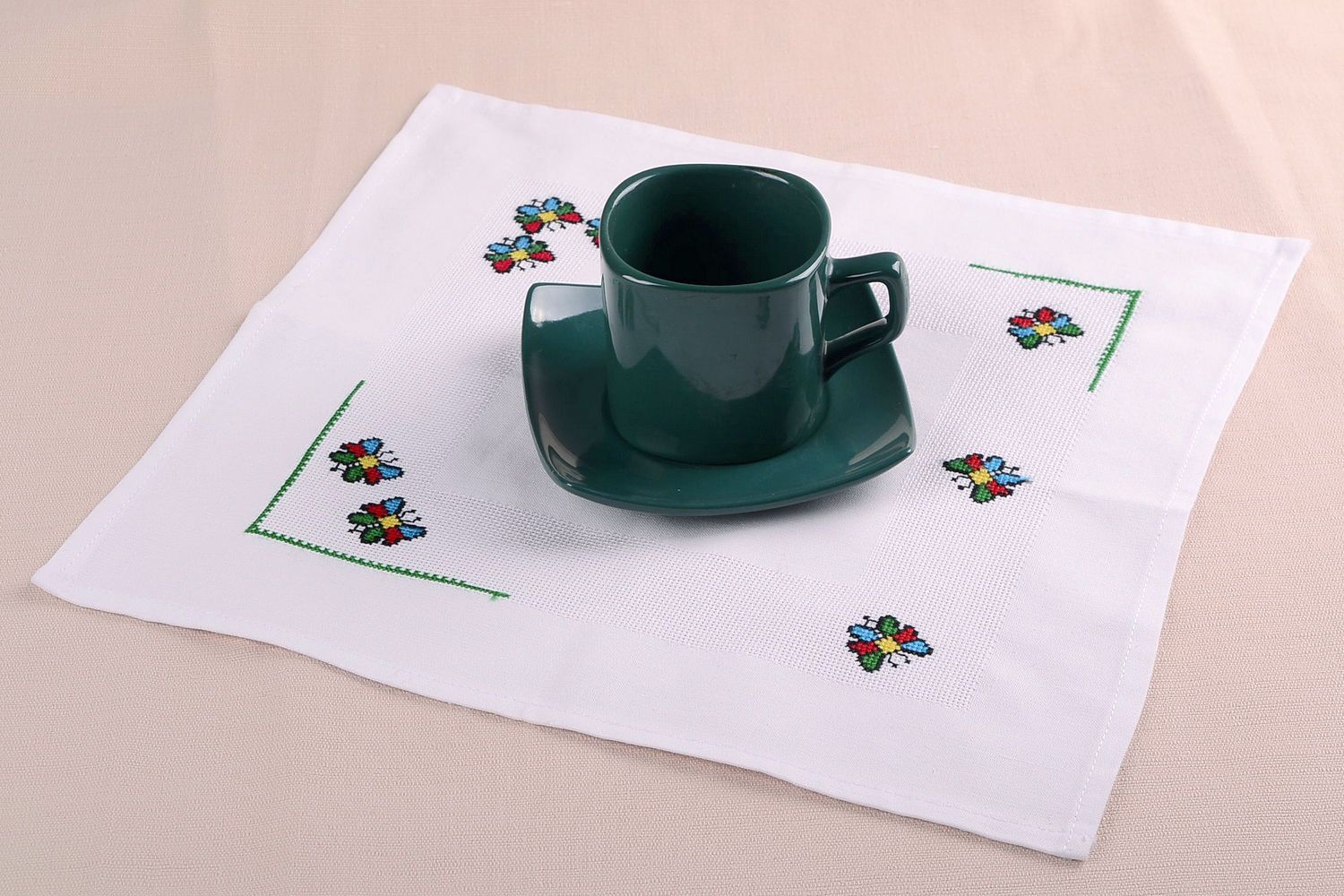 Decorative napkin with embroidery photo 1