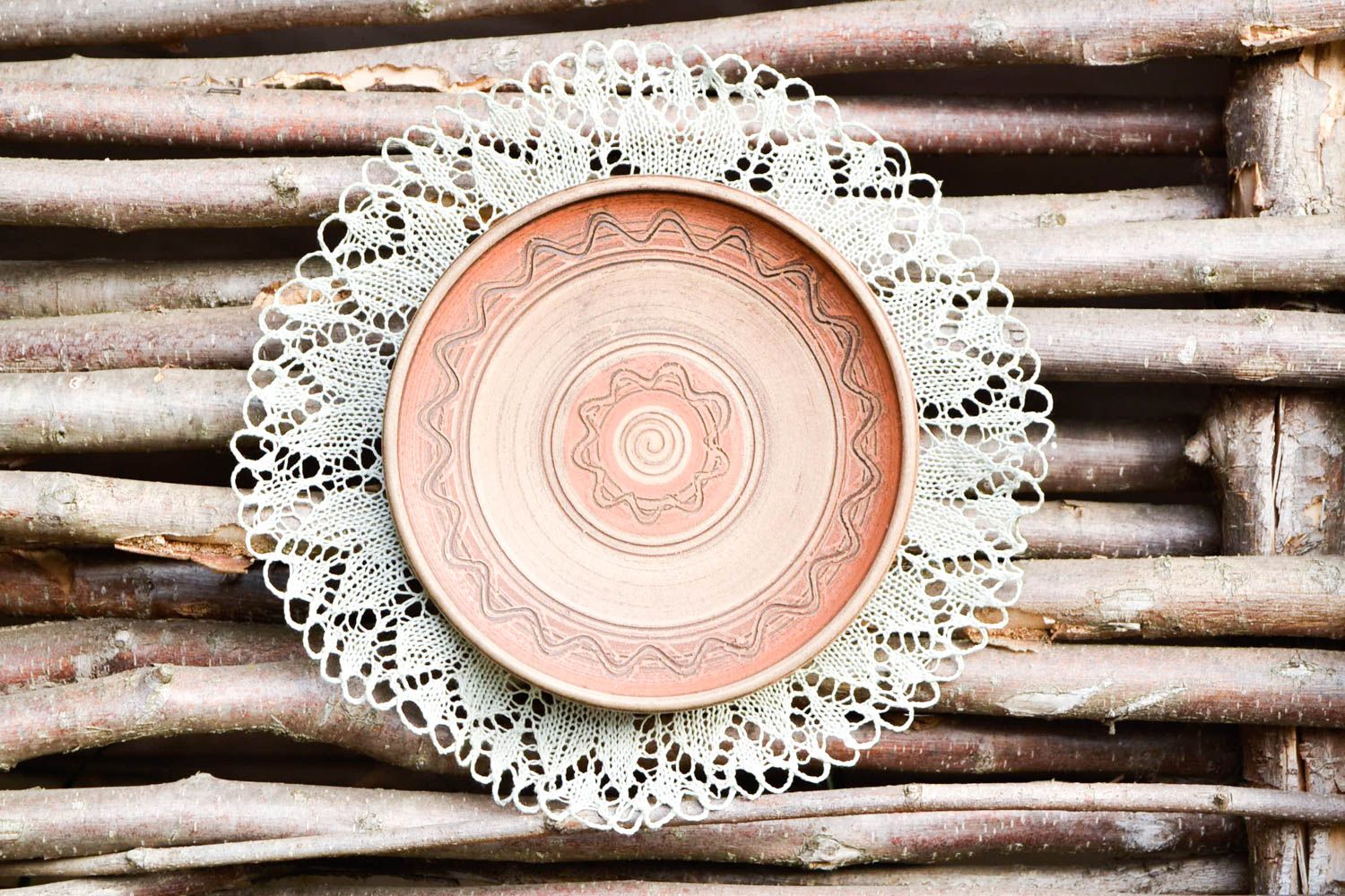 Handmade designer plate stylish clay beautiful plate decorative use only photo 1
