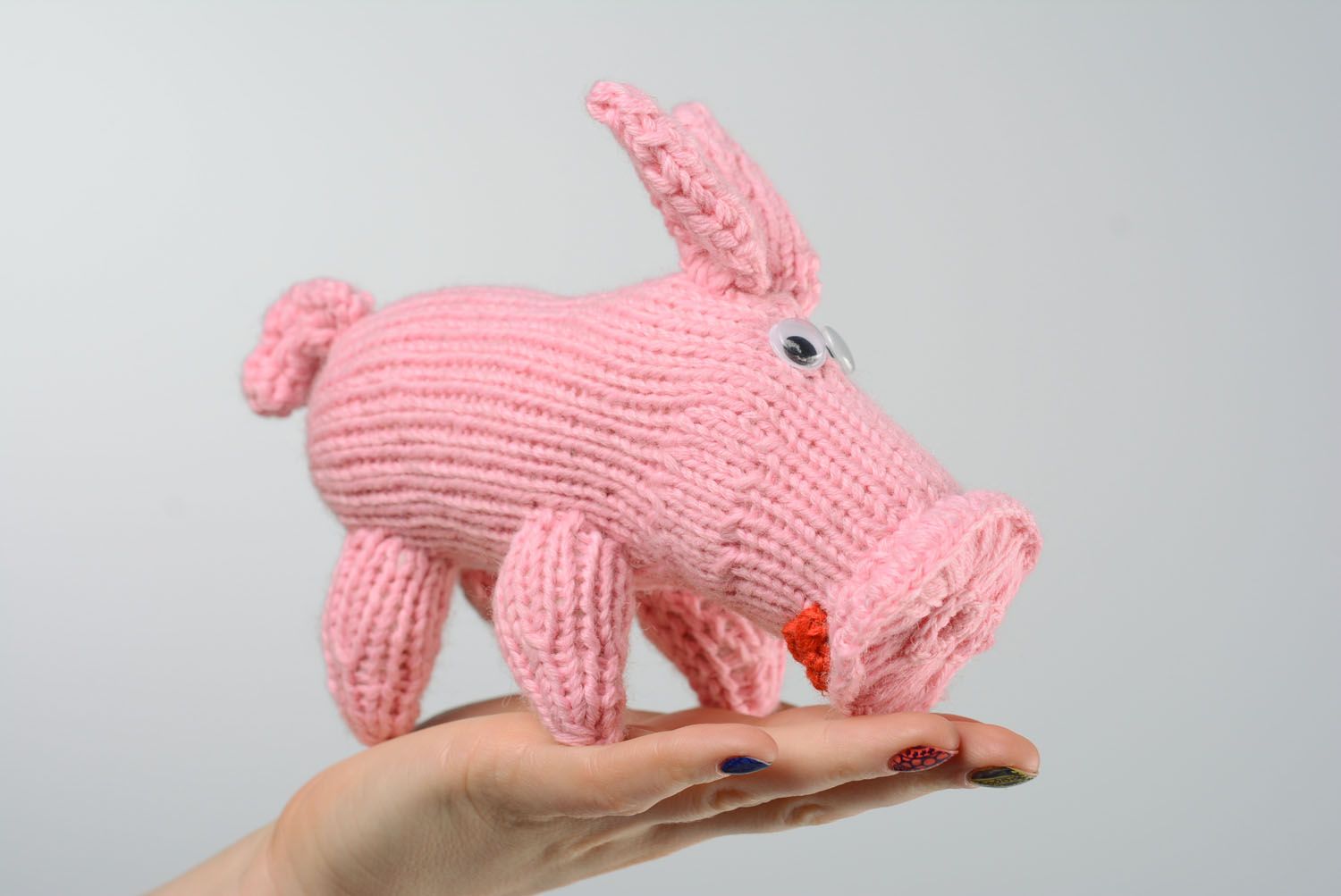 Jouet mou tricoté Cochon rose photo 4