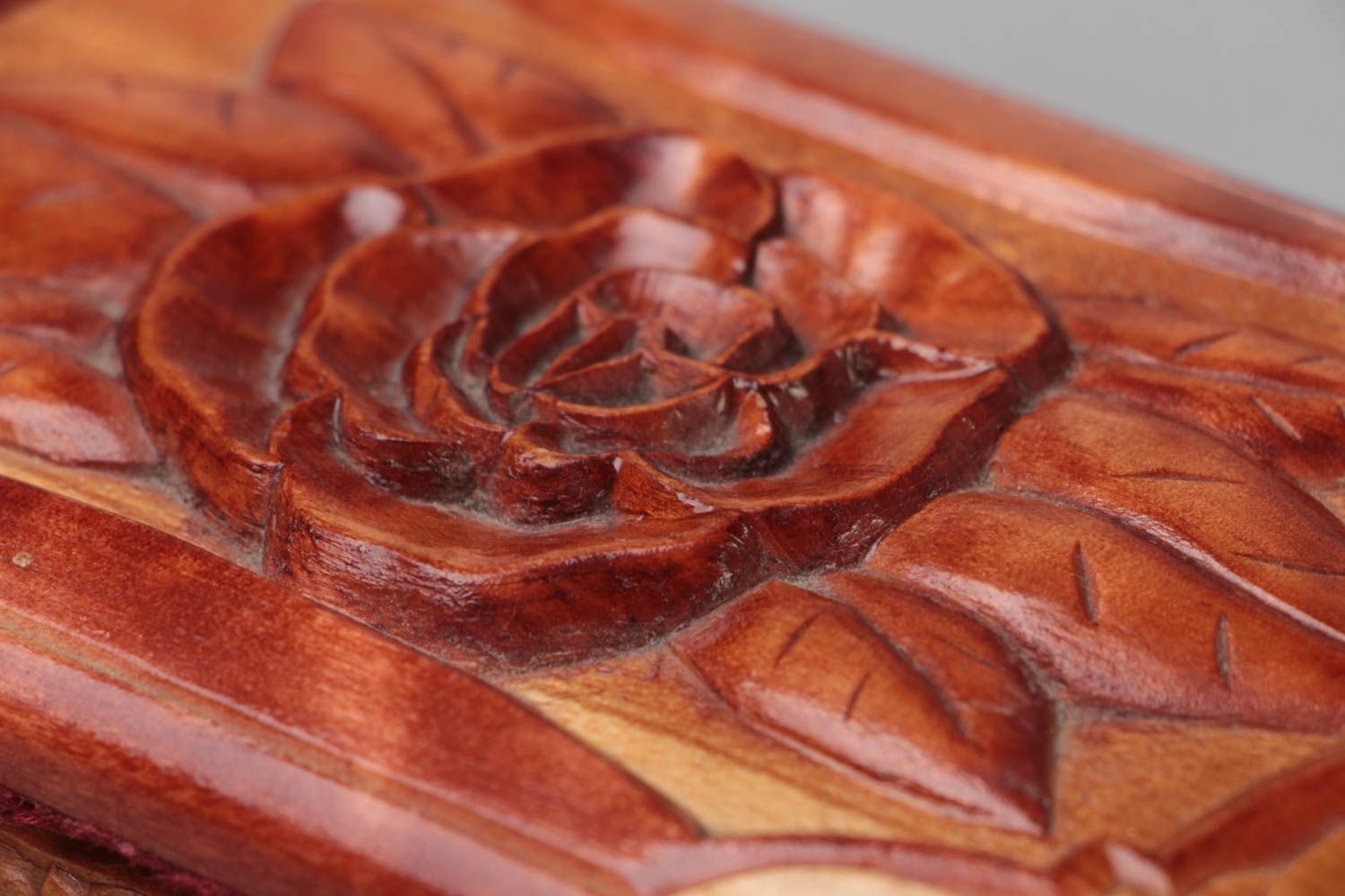 Beautiful designer handmade carved wooden jewelry box varnished photo 4