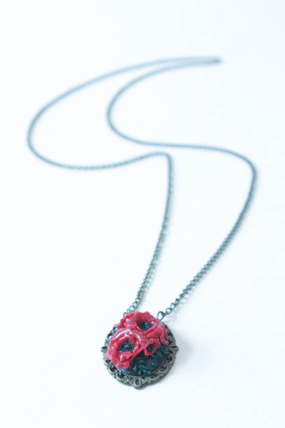 Polymer clay pendant Poppies flower-bed photo 3