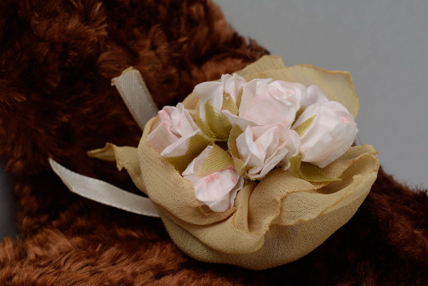 Handmade author's toy Bear with bouquet photo 3