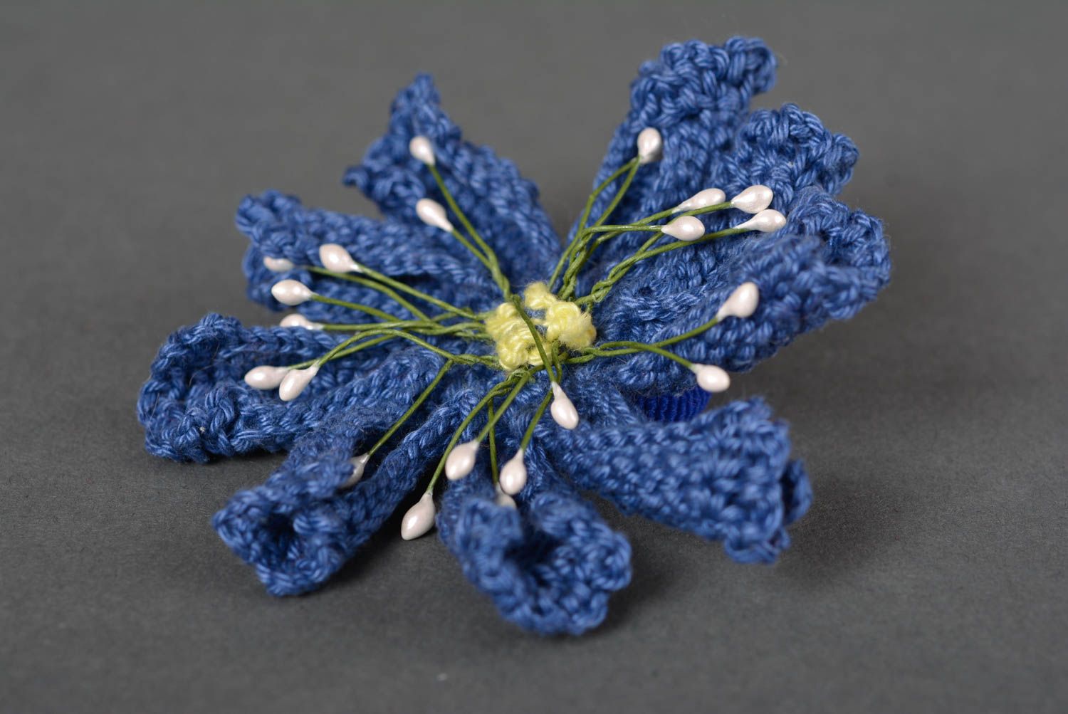Handmade Schmuck Mädchen Haarschmuck Blumen Haargummi schön blau elegant foto 5