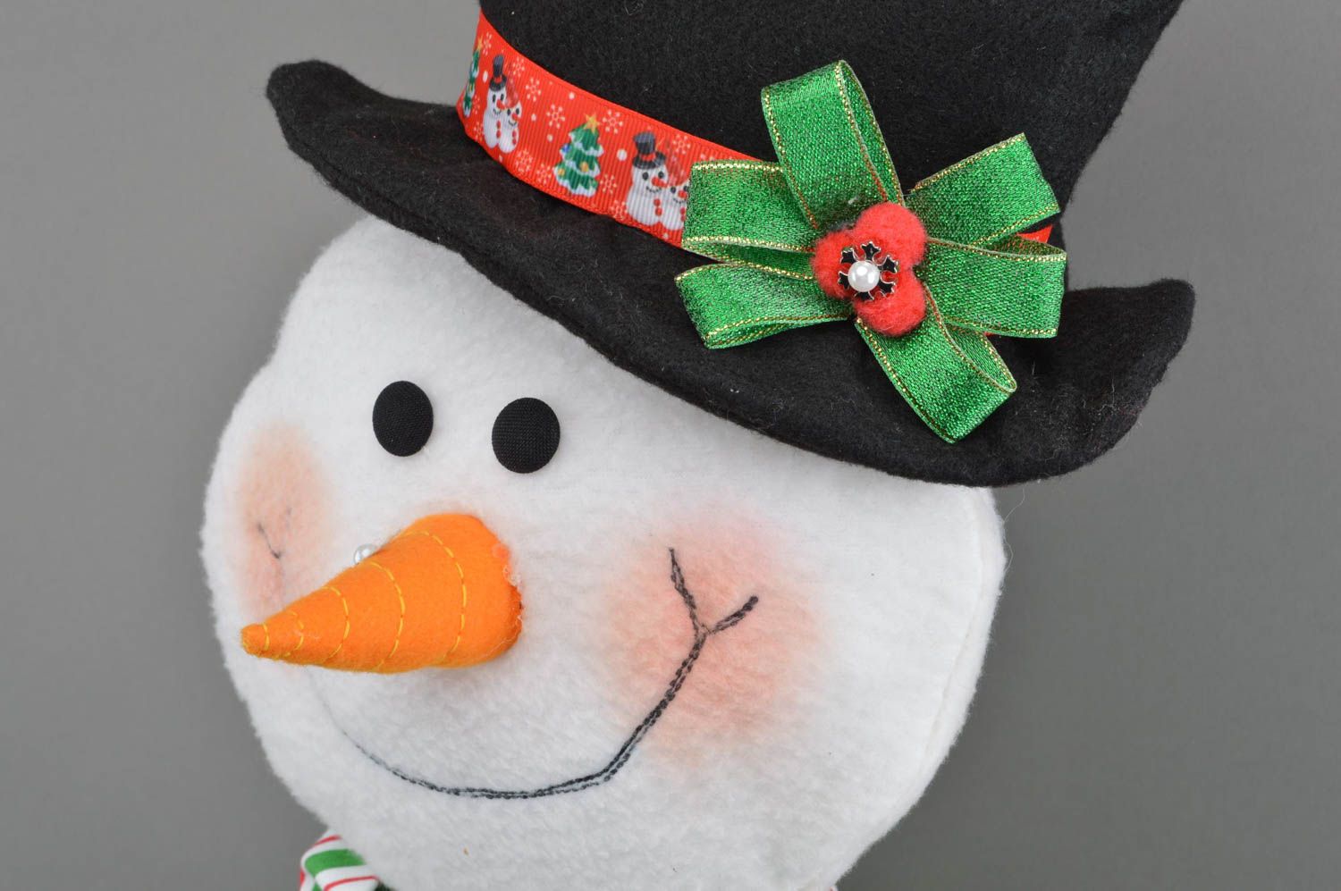 Soft unusual calendar cute beautiful textile toy handmade green snowman photo 5