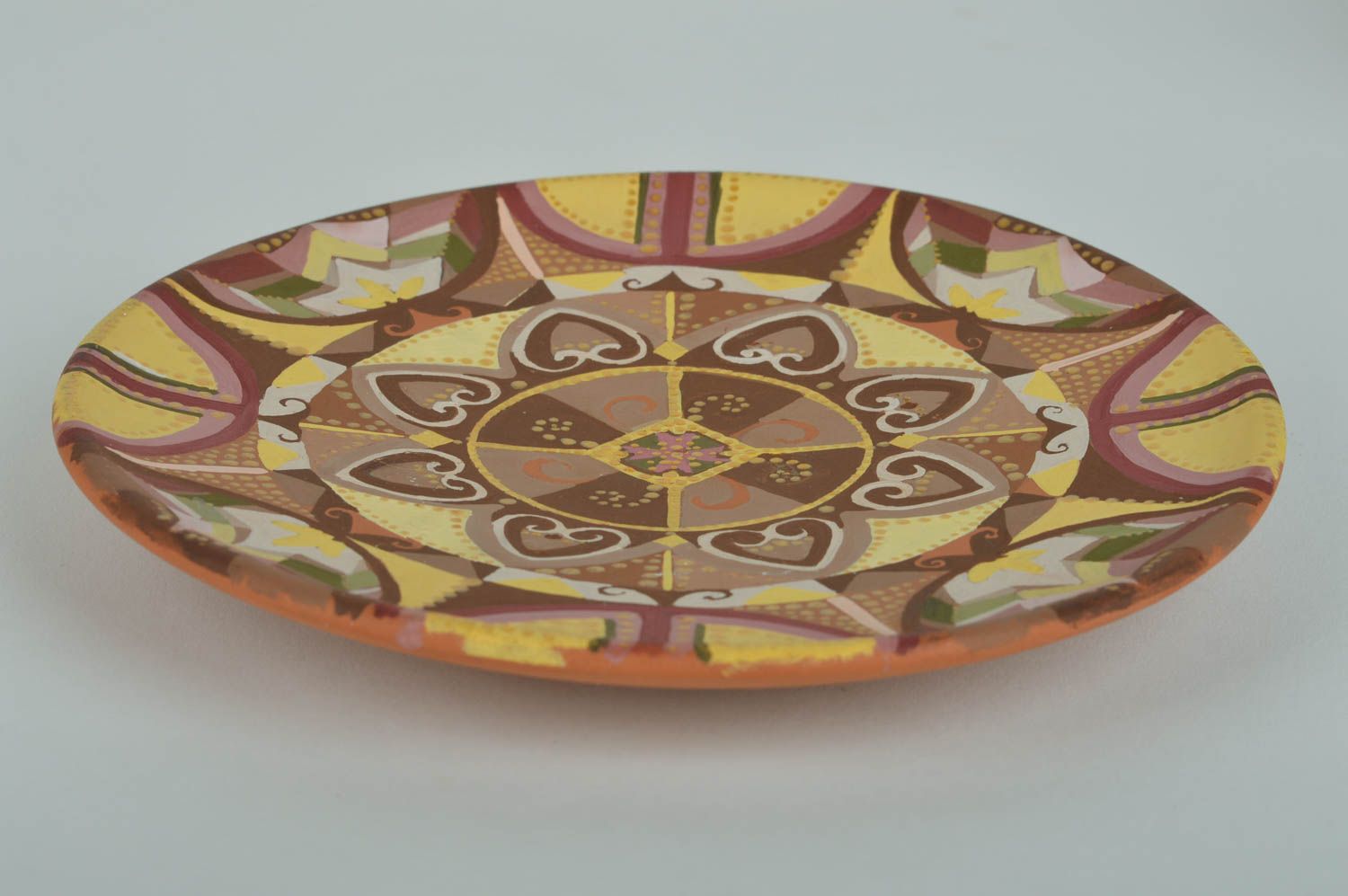 Plato de cerámica decorativo pintado con acrílicos hecho a mano para pared foto 3
