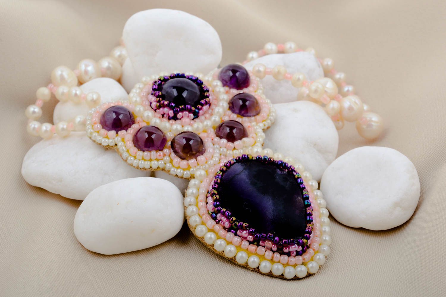 Украшение из натуральных камней хенд мейд стильное колье красивое ожерелье фото 1
