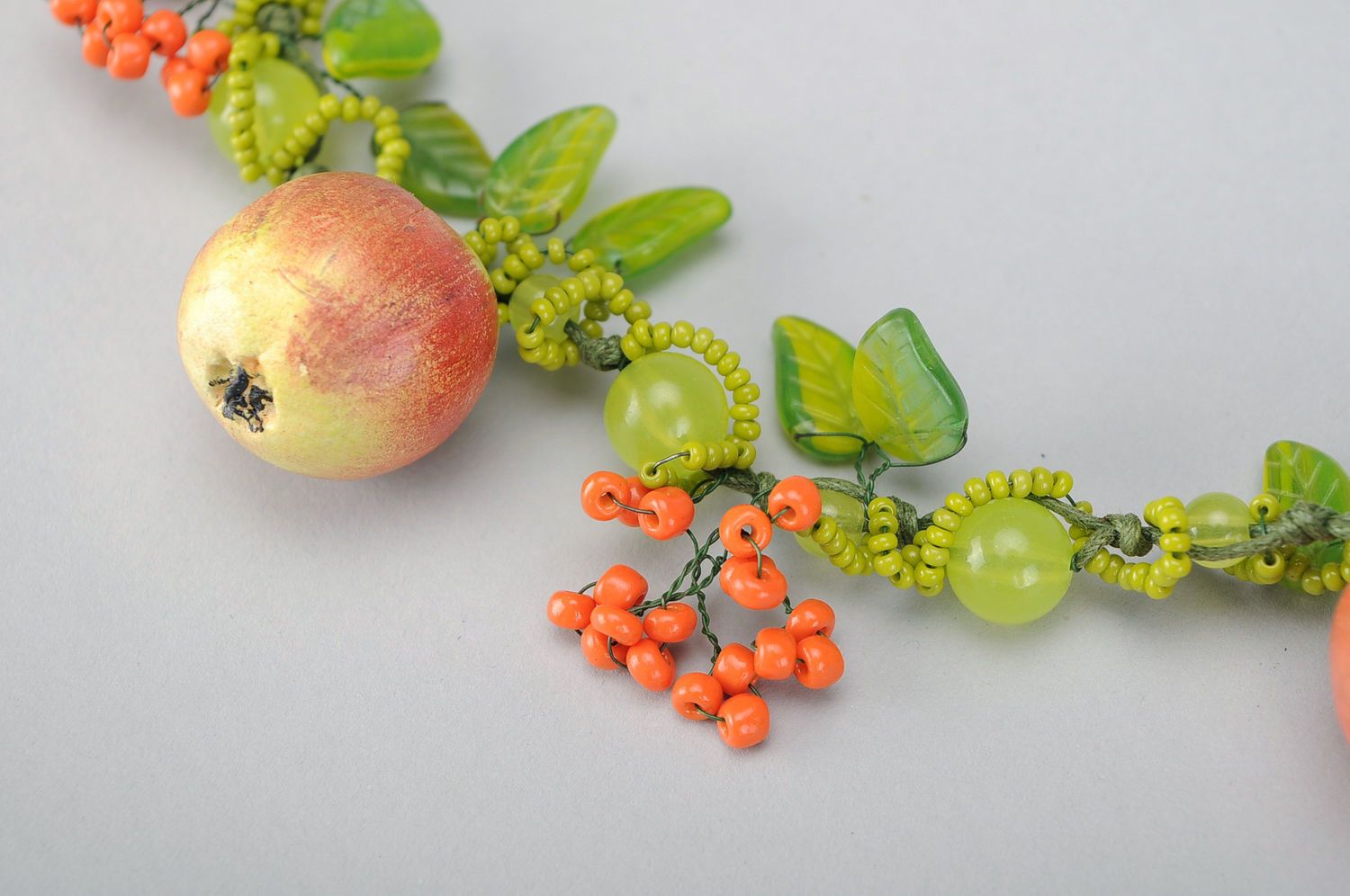 Jewelry set is made ​​of polymer clay red apple photo 3