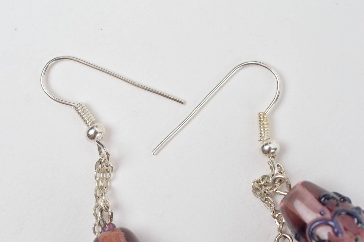 Handmade Accessoire für Frauen Damen Schmuck Glas Ohrringe kleine Kugeln schön foto 4
