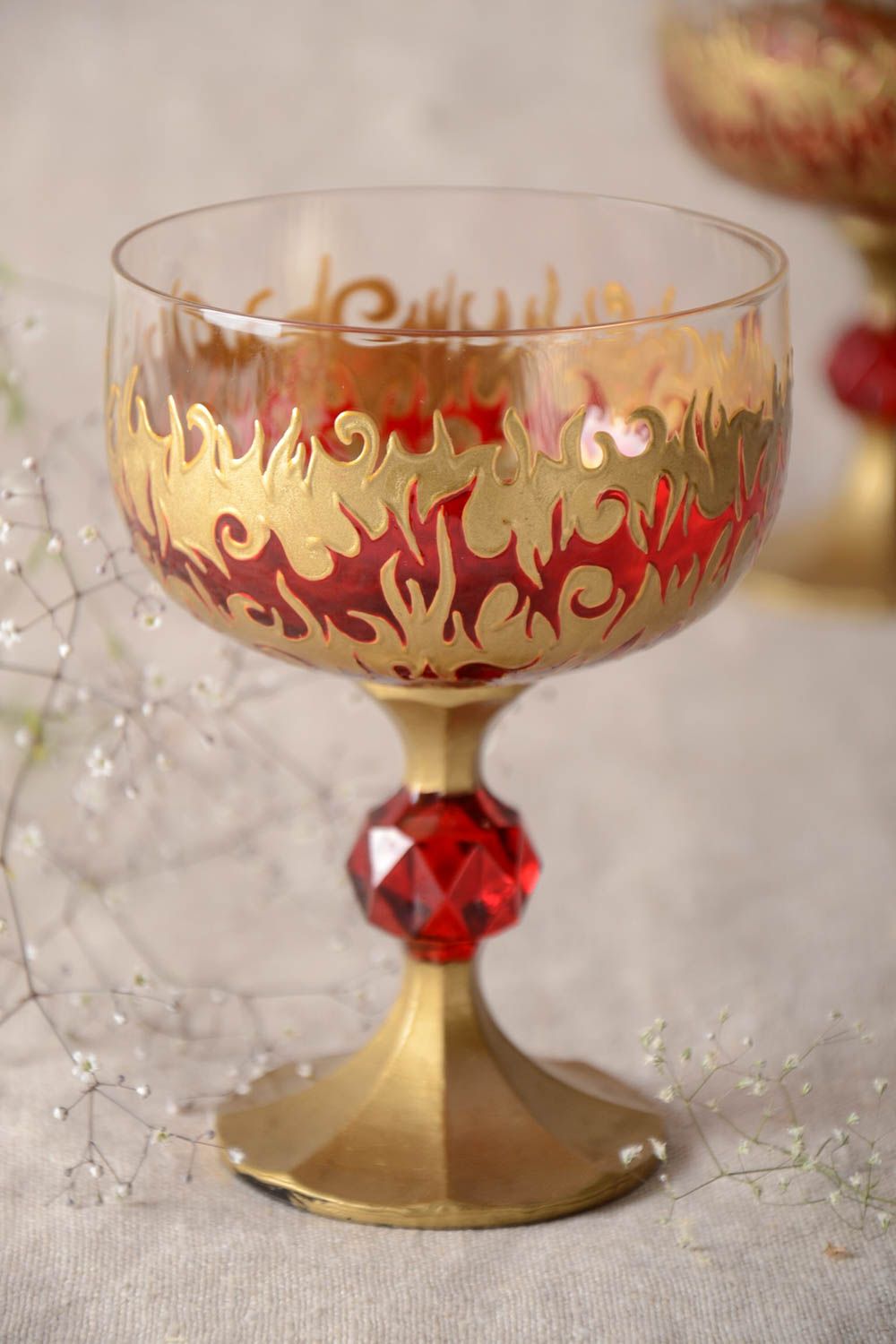 Flute glass wine goblets handmade drinking glasses 300 ml cool gift ideas photo 1