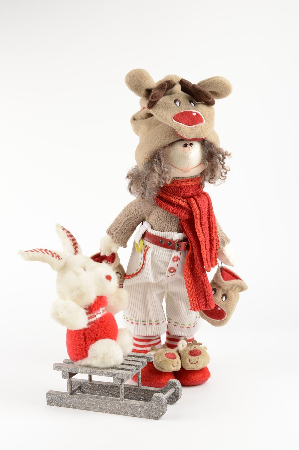 Grande poupée Peluche lapin faites main en tissu Cadeau original 2 pièces photo 5