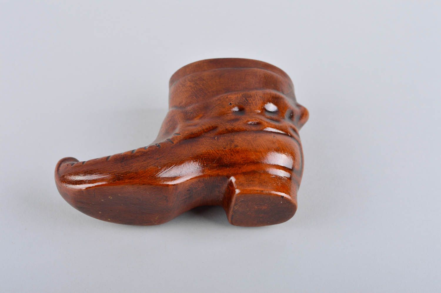 8 oz decorative boot shape ceramic brown vessel for home décor 0,5 lb photo 4