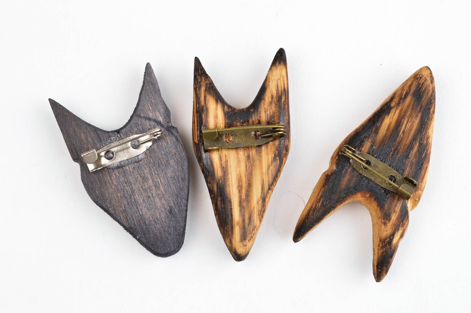 Beautiful handmade wooden brooch 3 pieces wood craft artisan jewelry designs photo 4