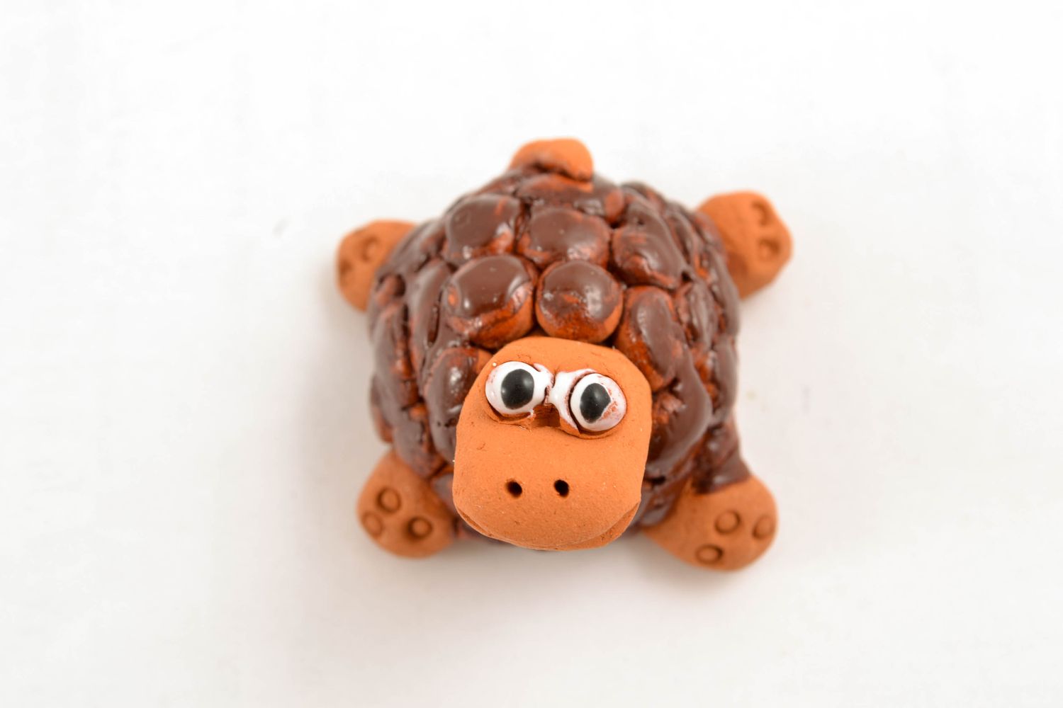 Figurine miniature tortue en terre cuite faite main photo 3
