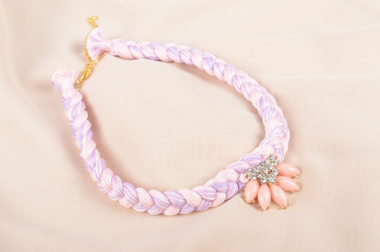 Halskette für Frauen handgemacht Designer Schmuck modisch Collier Stoff foto 5