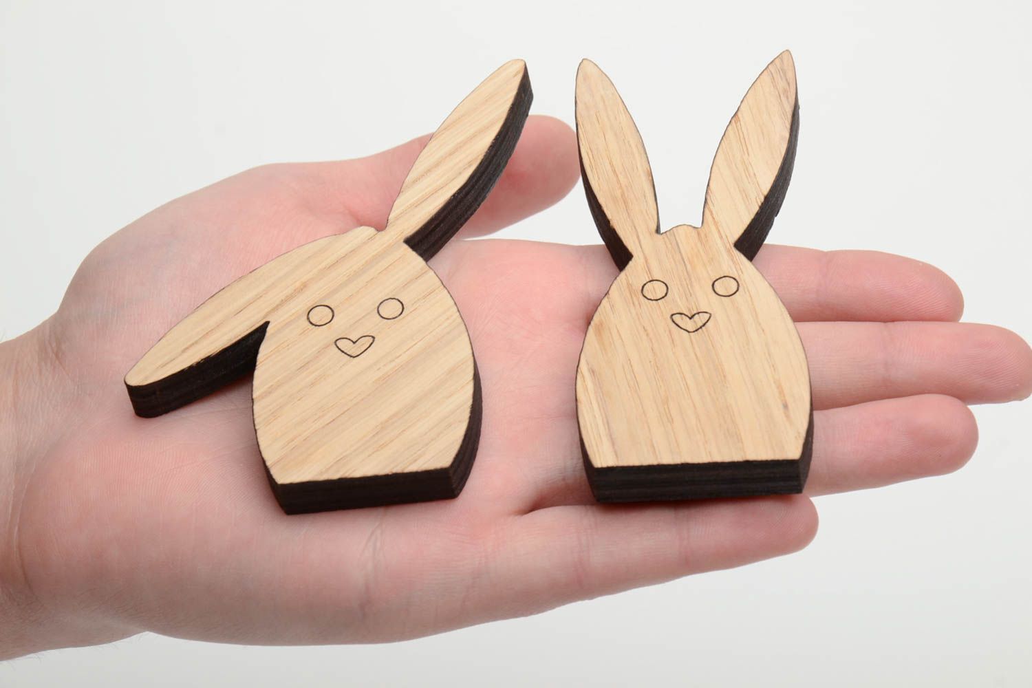 Ensemble de silhouettes en bois lapins faites main à décorer 2 pièces photo 5
