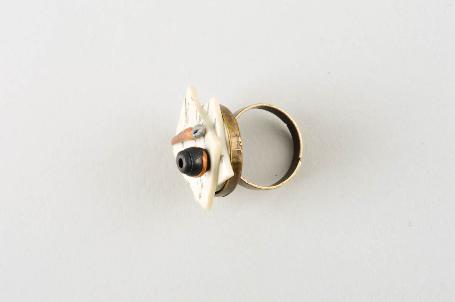 Кольцо ручной работы кольцо для девушек украшение из полимерной глины необычное фото 5