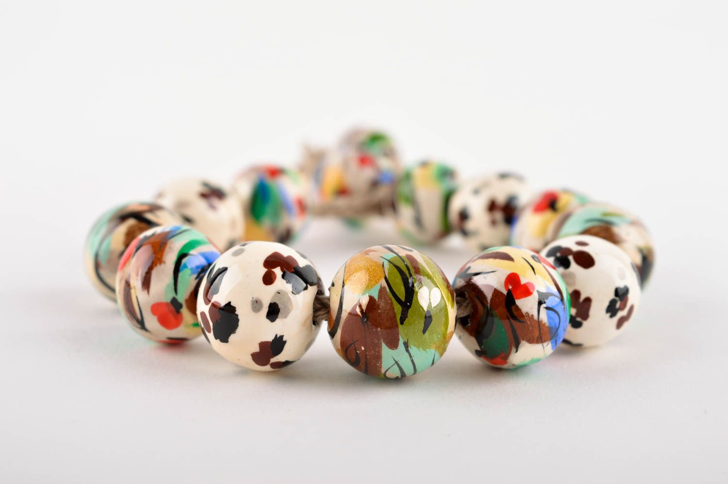 Bracelet De Cheville Céramique Multicolore Fait Main - Breloque Poisson, Réglable Pour Femme