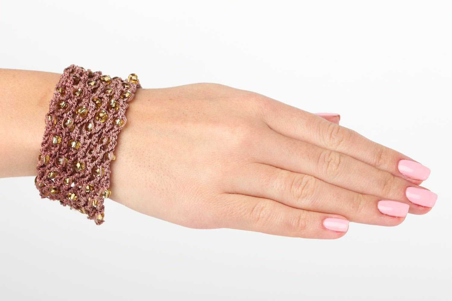 Beautiful handmade woven textile bracelet beaded wrist bracelet macrame ideas photo 5
