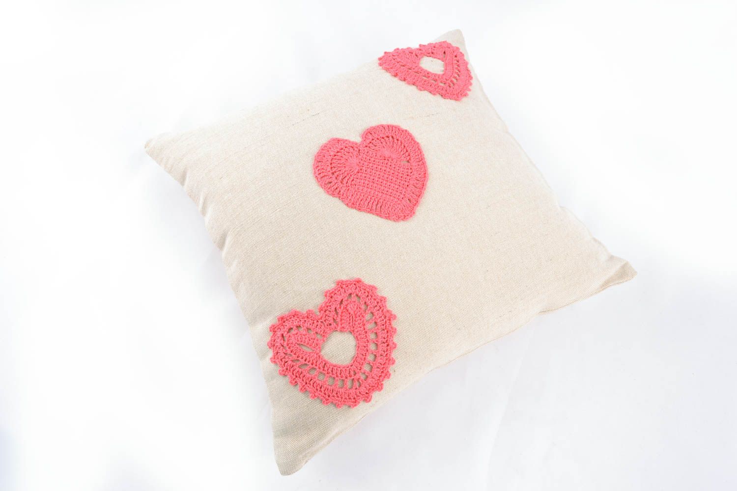 Decorative cushion with hearts photo 3