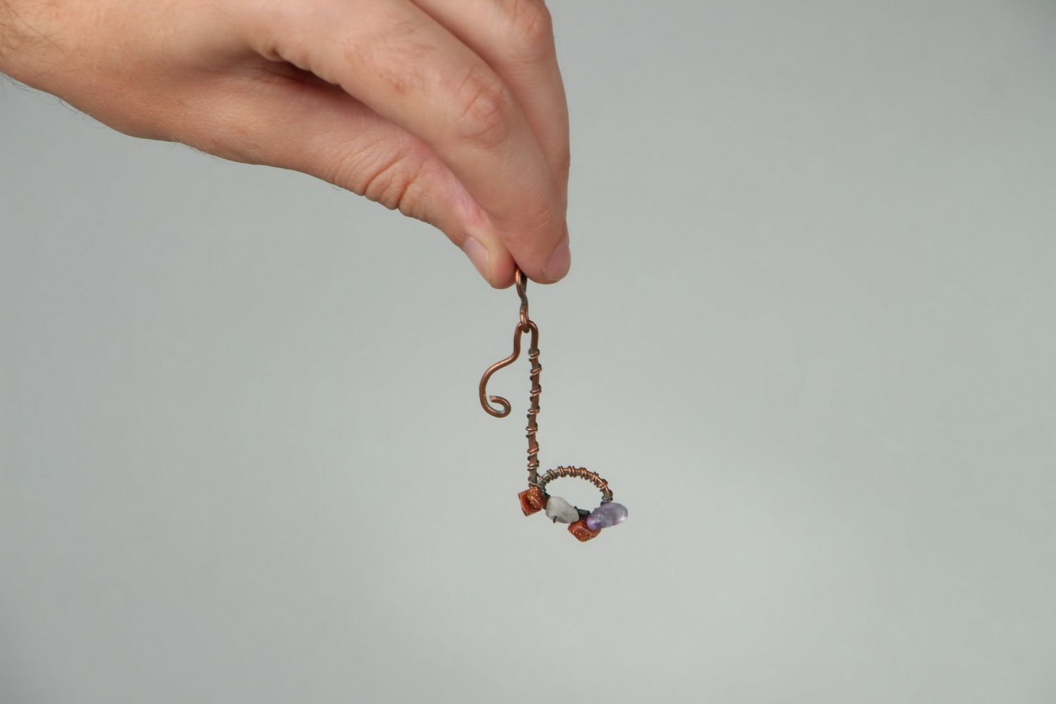 Pendant Made of Copper and Natural Stones Note photo 4