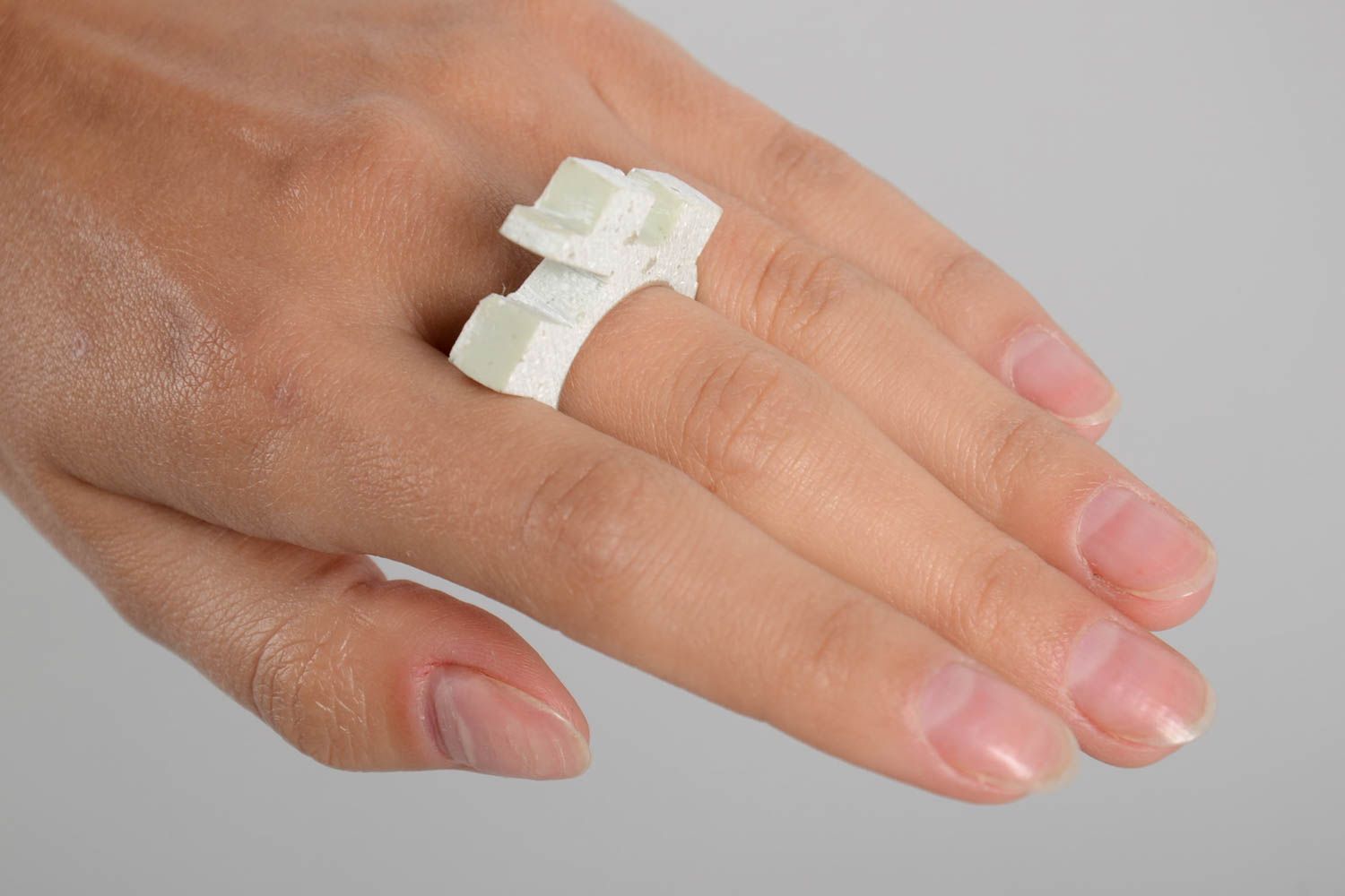 Handmade Schmuck Ring originell aus Beton Damen Modeschmuck Accessoire für Frau foto 2