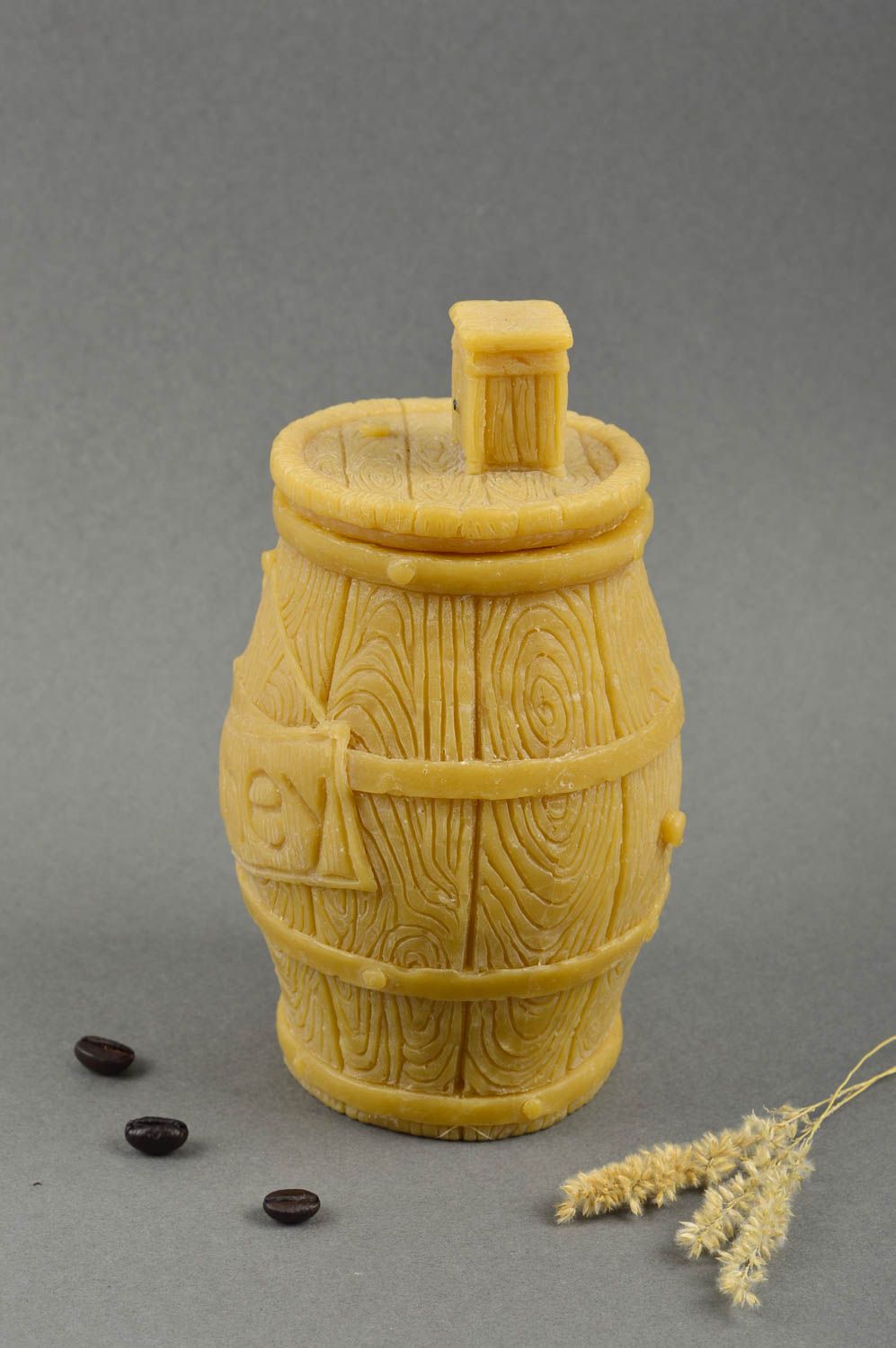 Handmade unique waxed barrel for honey unusual designer kitchenware present photo 1