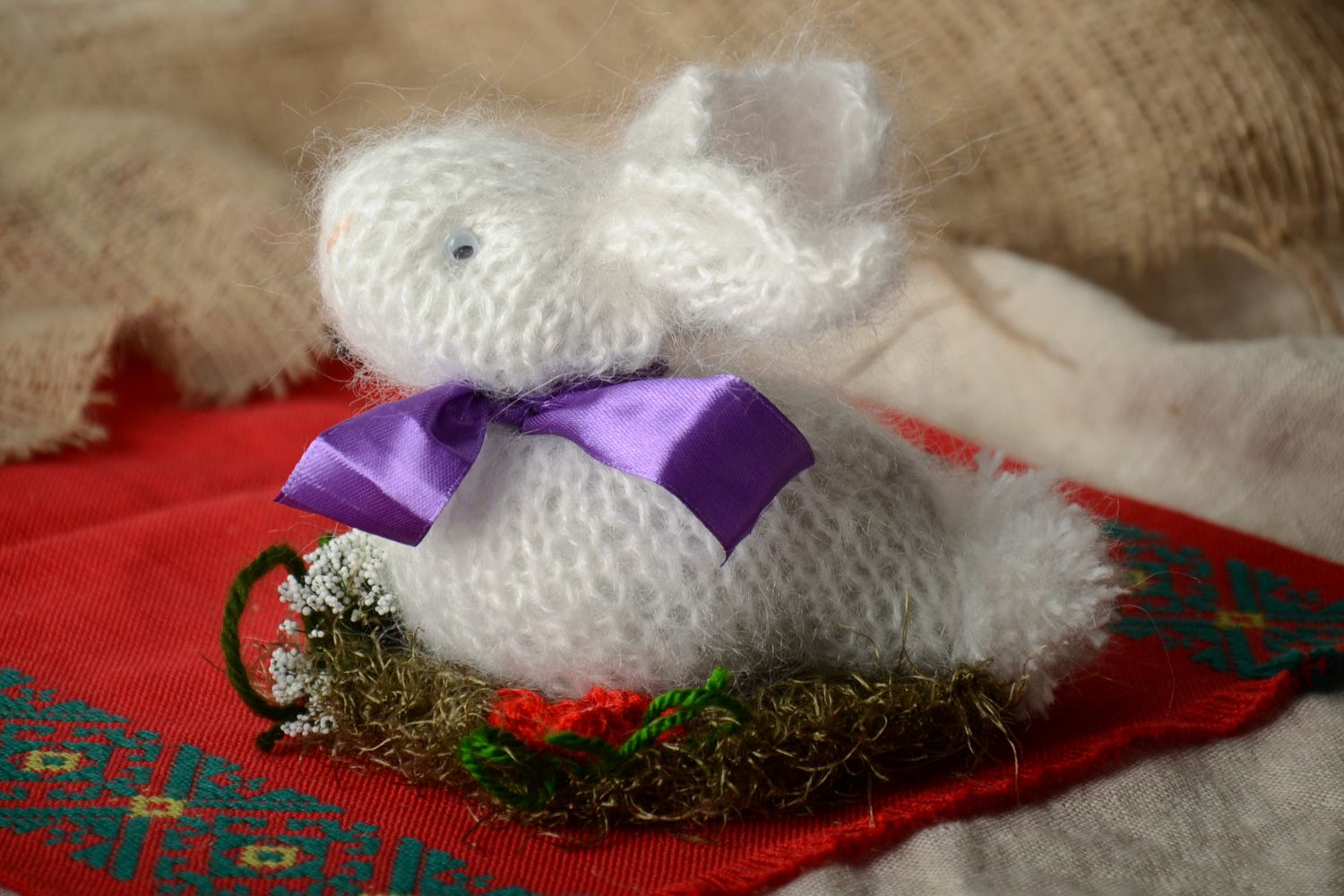 Homemade soft crochet toy Easter rabbit photo 1