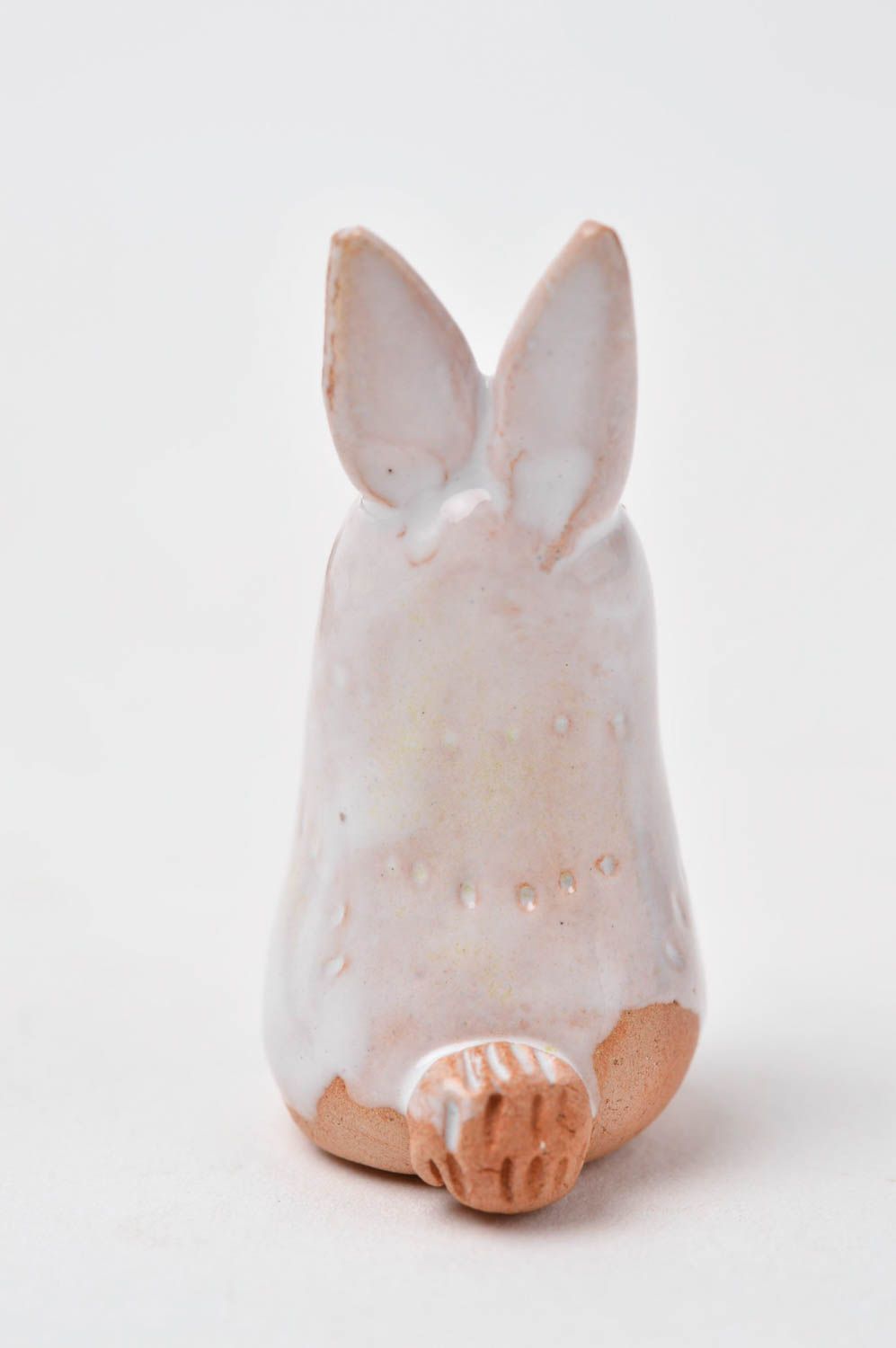 Figurine lapin Statuette miniature fait main argile glaçure Déco maison original photo 10