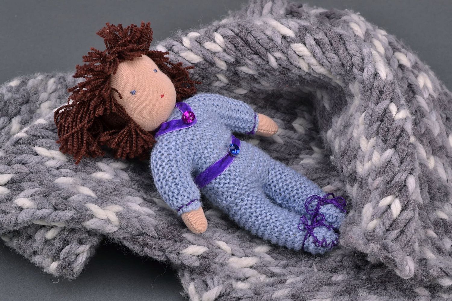 Knitted wool doll photo 5