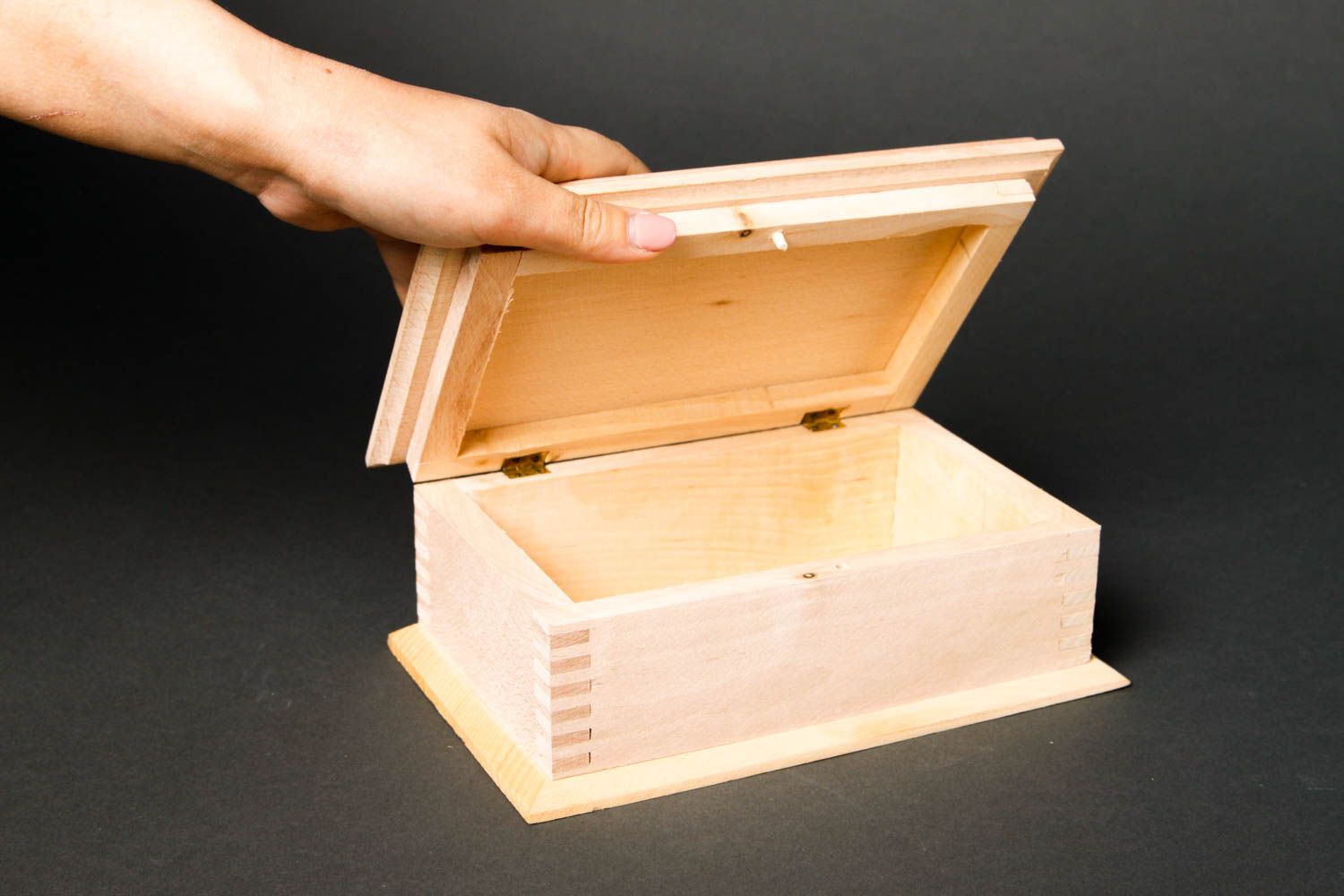 Unusual handmade wooden blank box DIY jewelry box wood craft small gifts photo 2