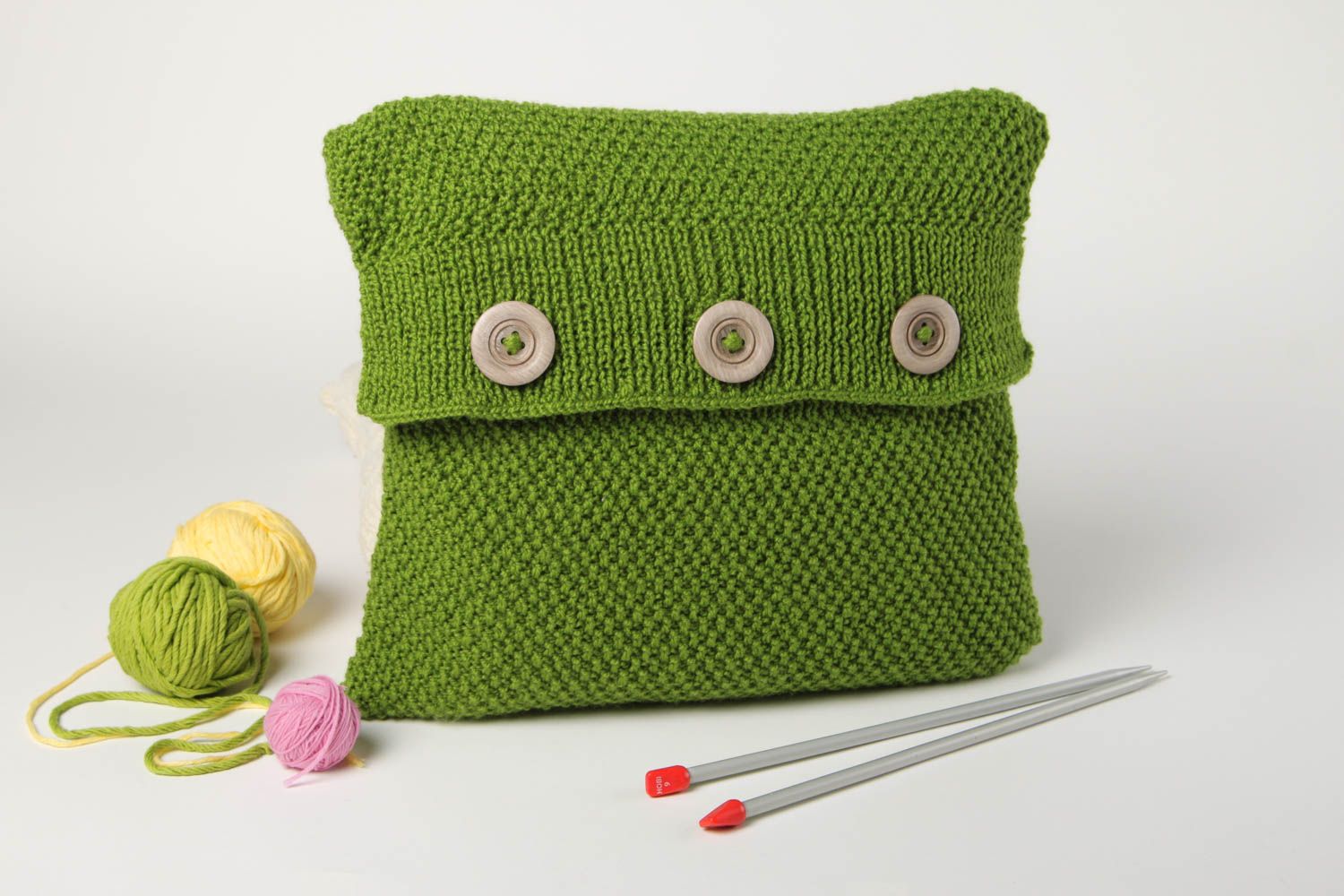 Deko Kissen handmade Geschenk mit gestrickter Kissenbezug Dekokissen für Sofa foto 1