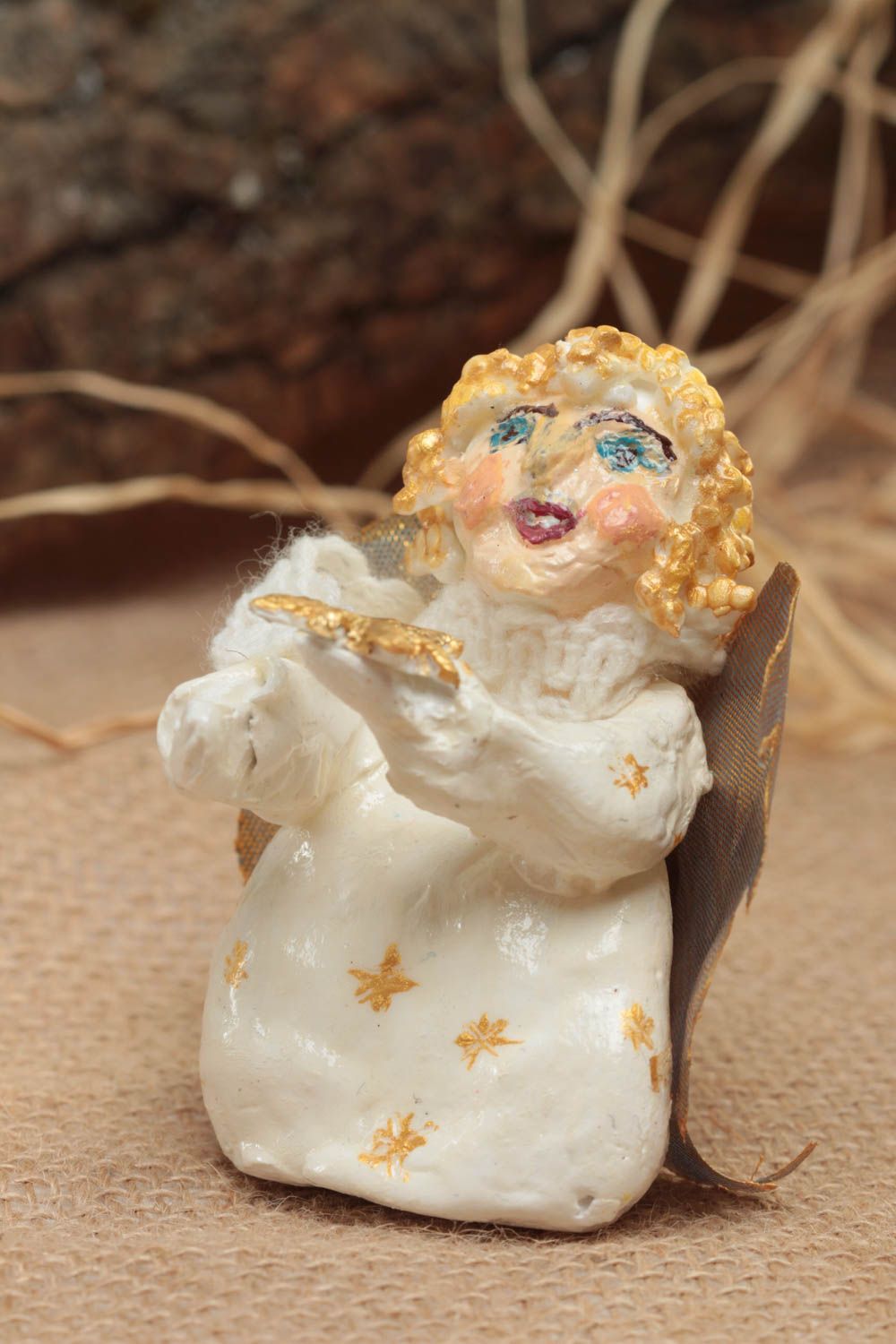 Figura pequeña hecha a mano con forma de ángel de arcilla regalo original  foto 1
