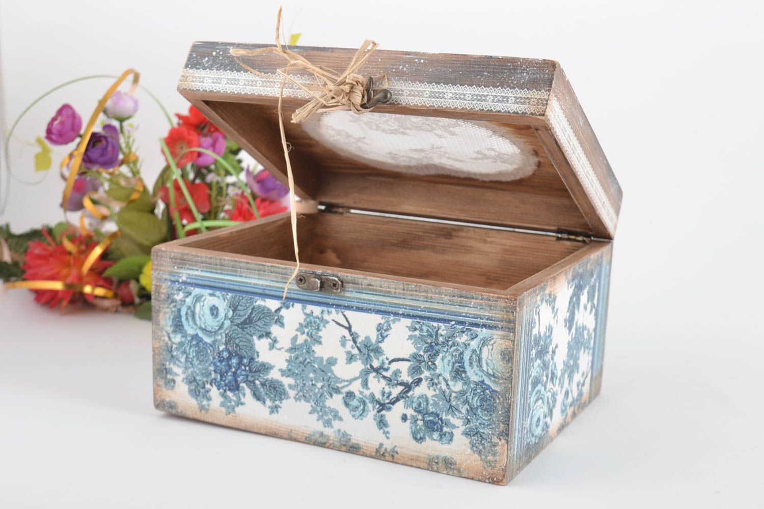 Caja de madera hecha a mano de decoupage regalo para mujer joyero original   foto 1