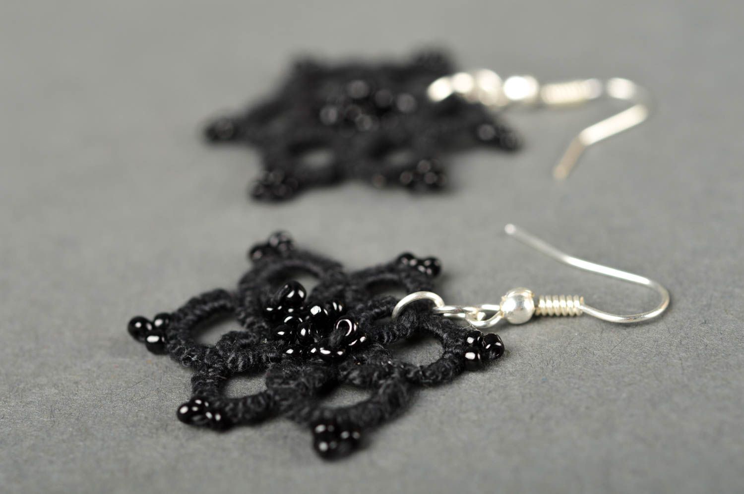 Handmade Ohrringe Occhi Schmuck schwarze Ohrringe Accessoires für Frauen Blumen foto 3