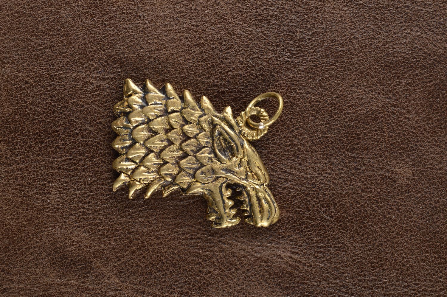 Украшение ручной работы украшение из бронзы кулон на шею оригинальный Волк фото 1