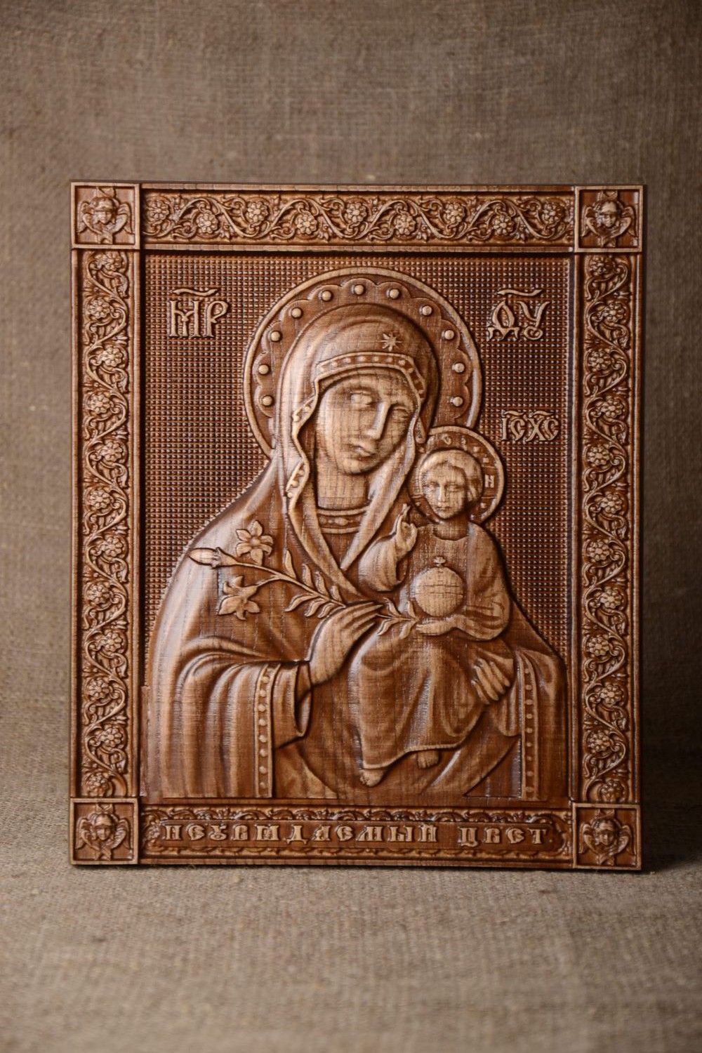 Handmade orthodox icon wooden carved accessories beautiful unusual interior photo 2
