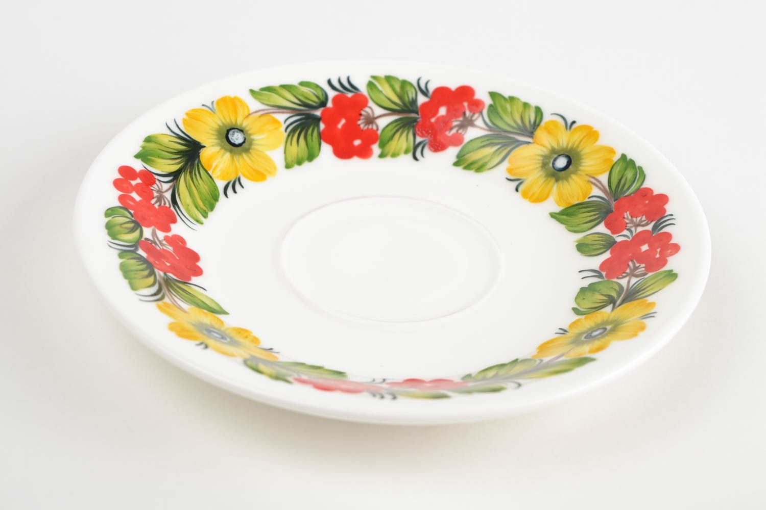 Soucoupe porcelaine fait main Petite assiette Service vaisselle avec fleurs photo 4