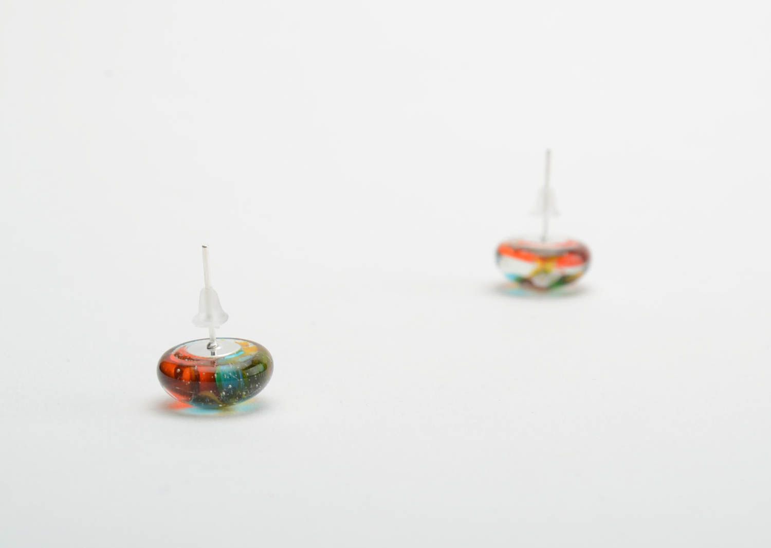 Handmade earrings made of fusing glass designer beautiful stylish accessory photo 4