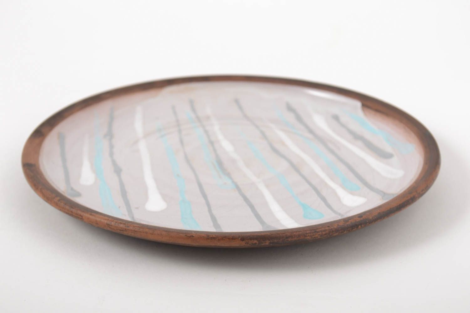 Керамическая тарелка ручной работы глиняная посуда расписная тарелка светлая фото 4