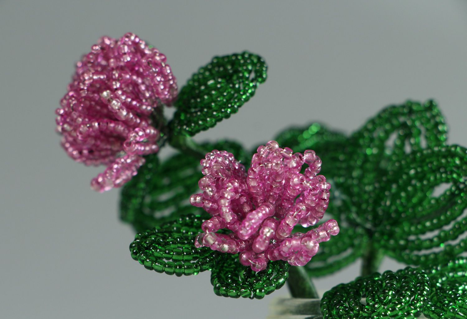Decorative bouquet of clover made of beads photo 4