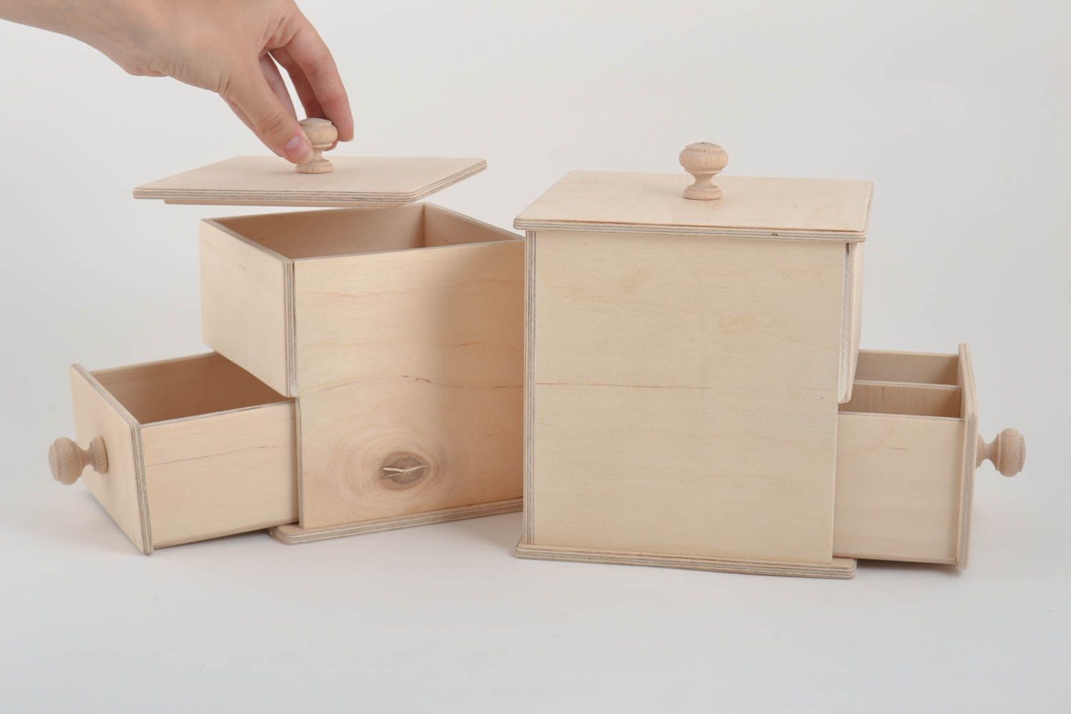 Boîtes en bois fait main 2 Coffrets en bois Décoration maison simples à orner photo 5