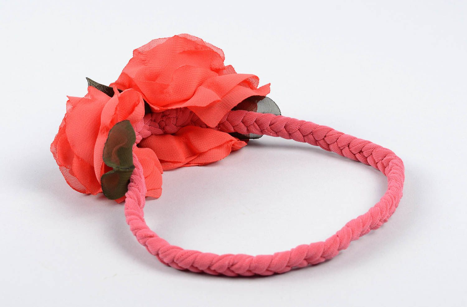 Rotes Haarband mit Blume handmade Designer Schmuck Accessoire für Haare  foto 2